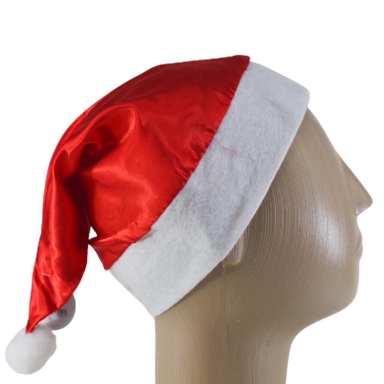 Gorro Papai Noel Cetim Vermelho e Branco Natal